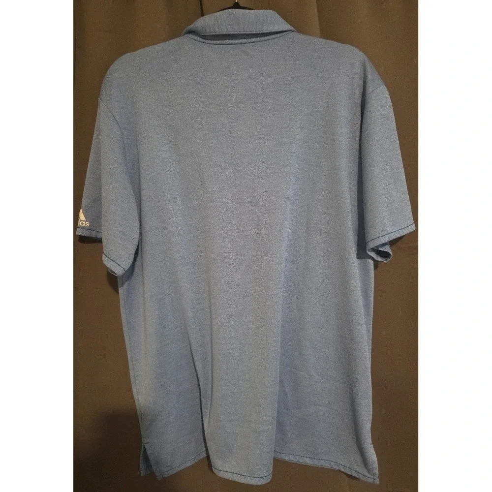 Adidas Golf Polo Shirt, Blue Heathered Short Sleeve Performance Top, Men's Large
